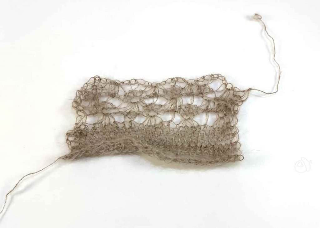 Tunisian crochet sampler swatch, two stitches worked with the same yarn