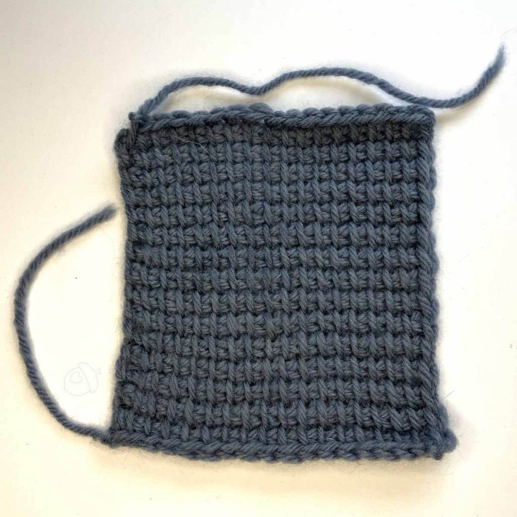 lb local wool, tunisian crochet swatch blocked