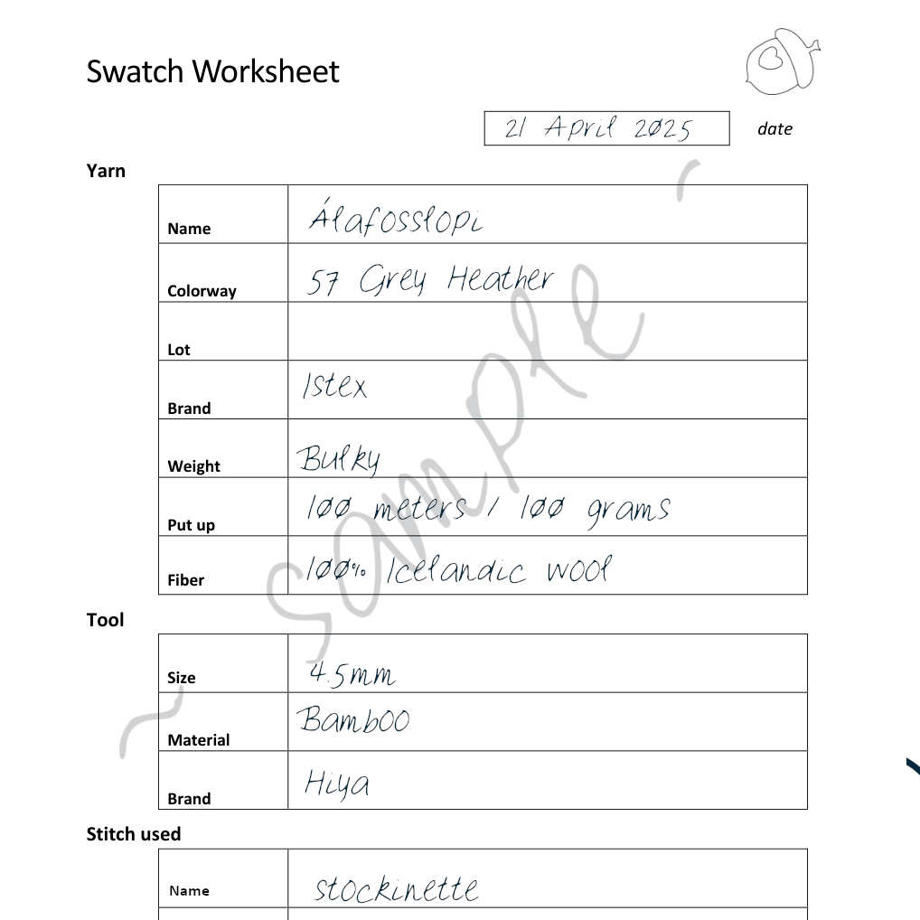 Swatch Worksheet