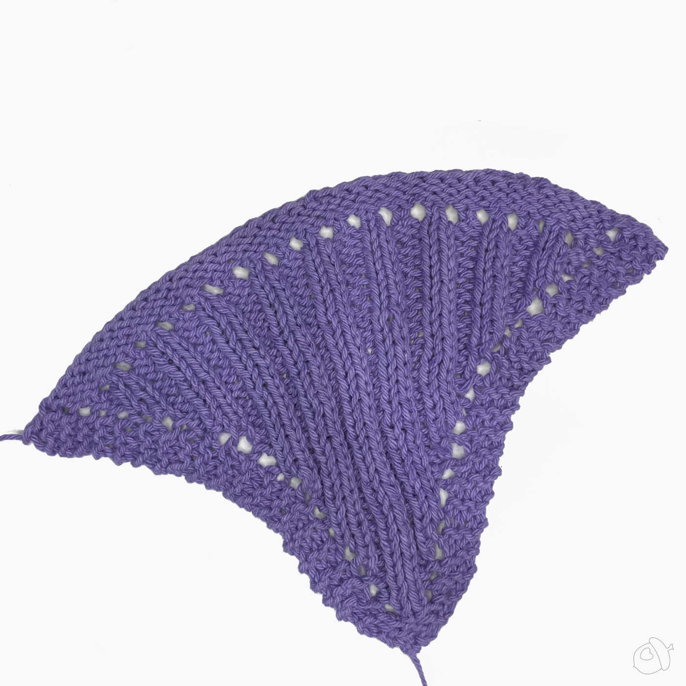Scallop Shell motif in "hot purple" after blocking on white background.